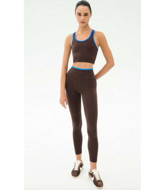 Dual High Waist Airweight 7/8- Dark Chocolate/Blue