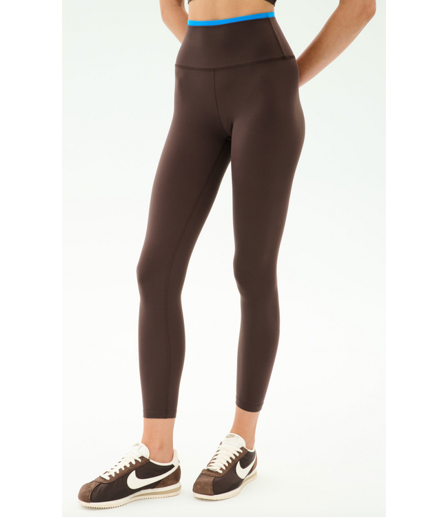 Dual High Waist Airweight 7/8- Dark Chocolate/Blue