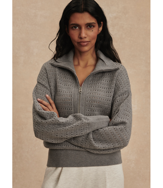 Darla Half Zip Knit- Silver Filigree Melange