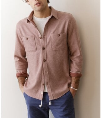 Marine Layer Pacifica Stretch Twill Overshirt- Faded Red