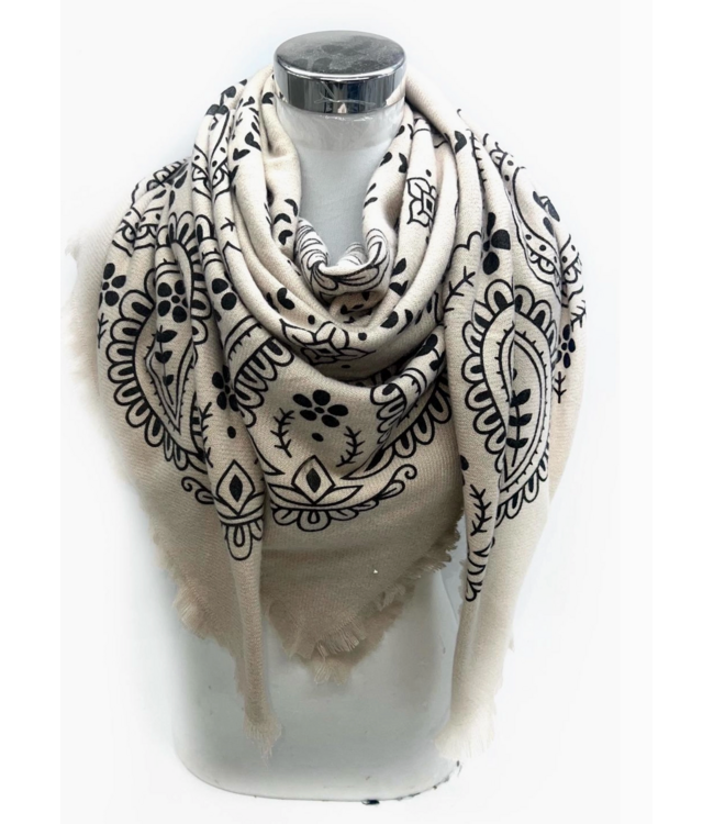 Large Square Bandana Scarf- Taupe