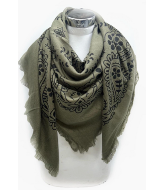 Large Square Bandana Scarf- Olive