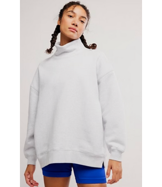 Free People A Cut Above Mock Neck- White Heather Grey