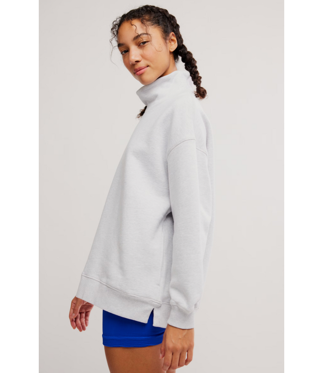 A Cut Above Mock Neck- White Heather Grey