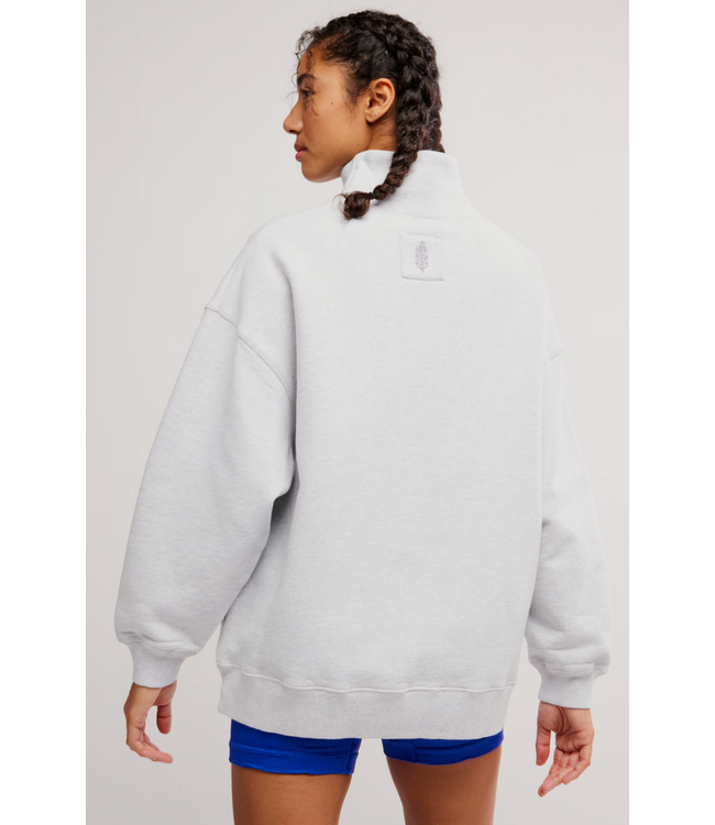 A Cut Above Mock Neck- White Heather Grey