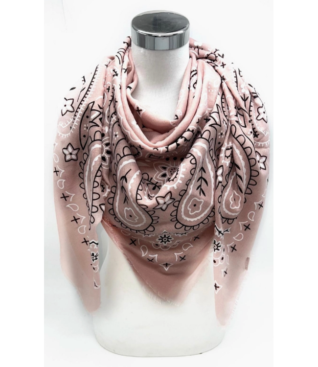 Bandana Patterned Scarf- Rose