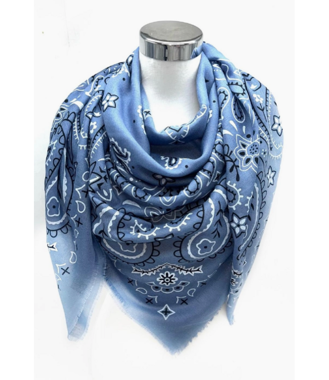 Bandana Pattern Scarf- Jean Blue