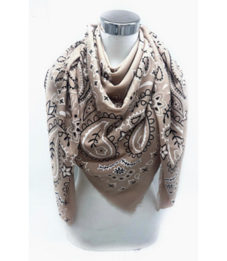 Bandana Pattern Scarf- Taupe