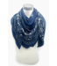 Large Square Bandana Pattern Scarf- Blue