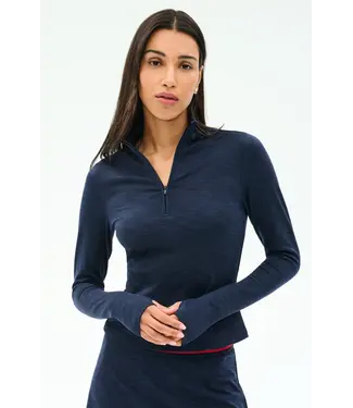 Splits59 Stevie Active Rib Half Zip Waist Length- Heather Indigo