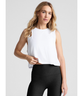 Beyond Yoga Featherweight Minimal Cropped Tank- Cloud White