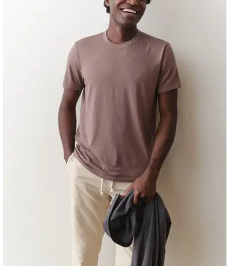 Marine Layer Signature Sea Change Crew Tee- Coffee Quartz