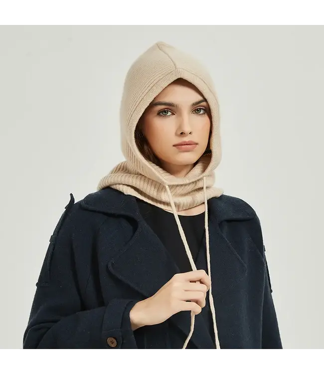 Cashmere Balaclava Knit Hood- Khaki