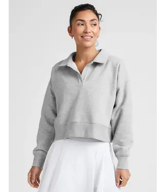 Beyond Yoga Luxefleece Collared Sweatshirt- Light Heather Gray