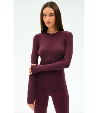 Splits59 Louise Rib Long Sleeve- Dark Cherry