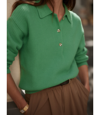 Varley Marlie Polo Knit Sweater- Green Spruce
