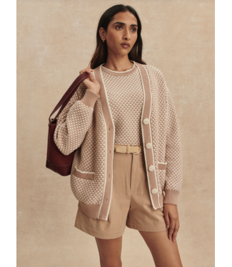 Varley Tarran Stitch Knit Cardigan- Light Taupe