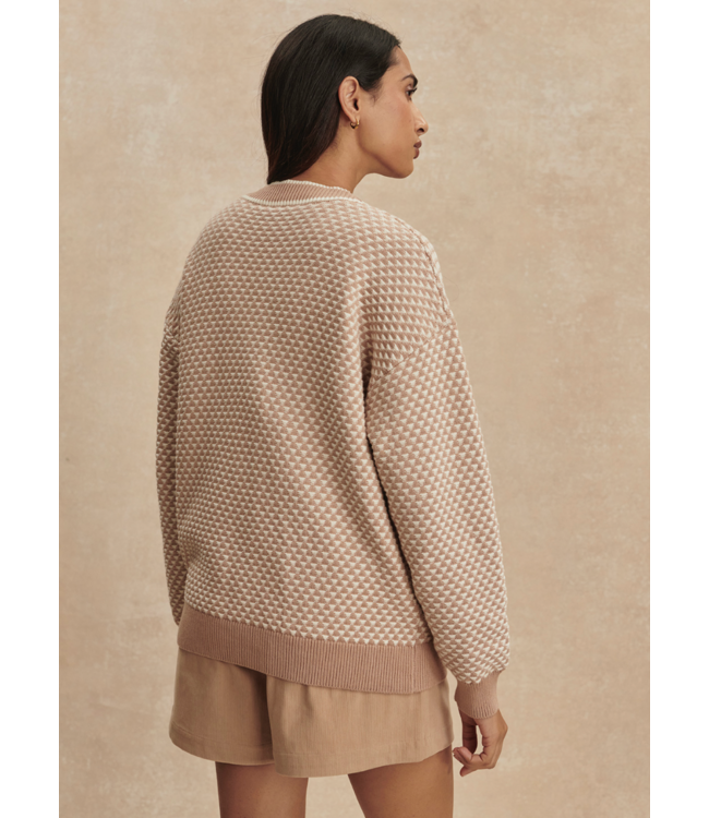 Tarran Stitch Knit Cardigan- Light Taupe