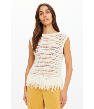 The Upside Kamali Knit Fringe Top- Natural