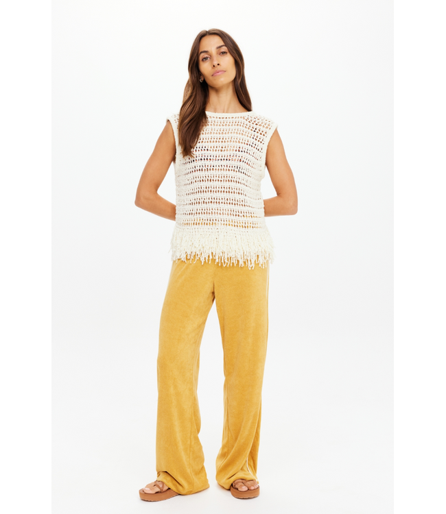 Kamali Knit Fringe Top- Natural