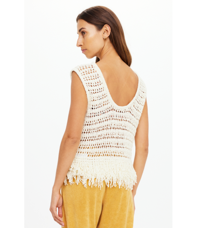 Kamali Knit Fringe Top- Natural