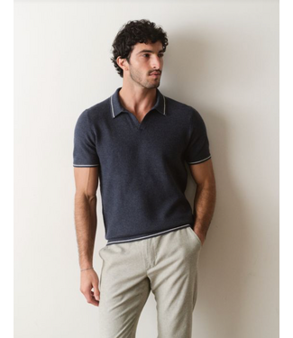 Marine Layer Liam Sweater Polo- Dark Indigo
