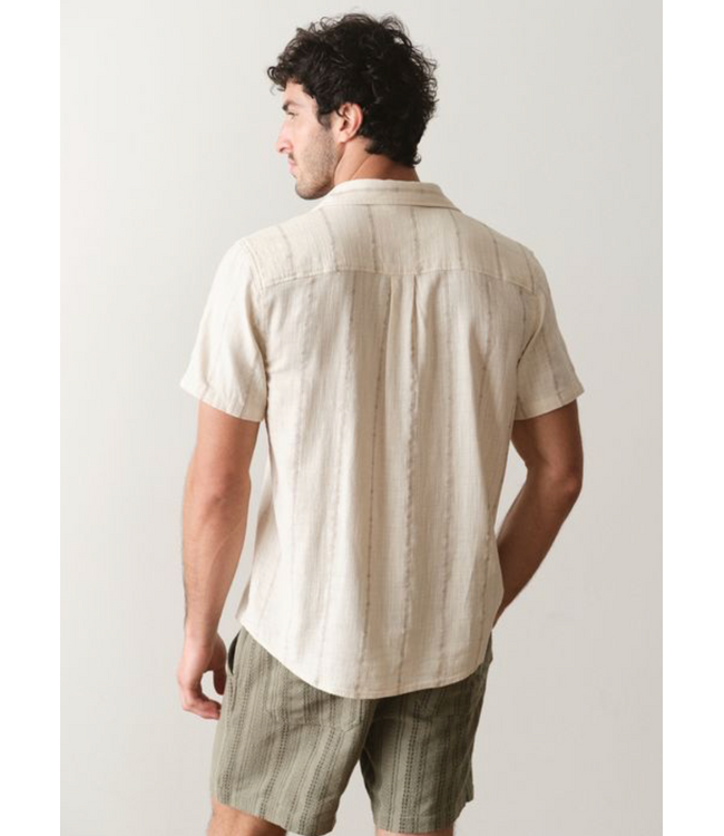 Classic Stretch Selvage Shirt- Cream Embroidery
