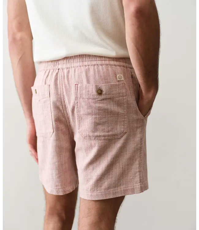 Saturday Beach Short 6"- Withered Rose Stripe