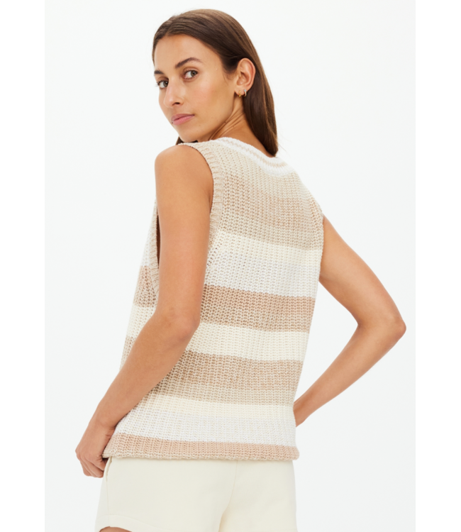Nikko V Neck Knit Vest- Natural