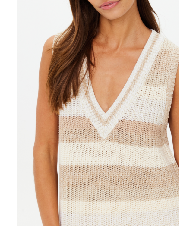 Nikko V Neck Knit Vest- Natural