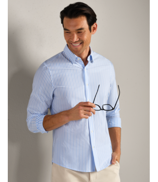 Rhone Apparel Commuter Shirt Slim Fit- Light Blue/White Vintage Stripe