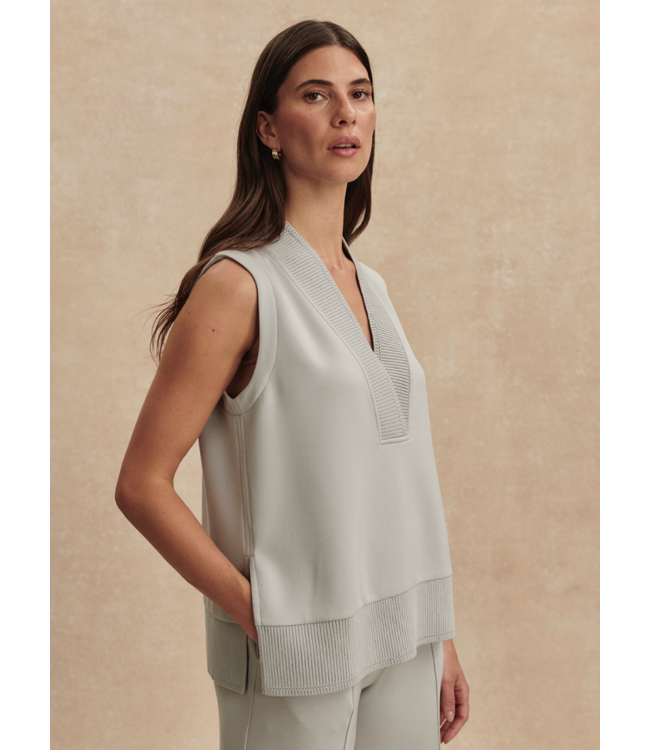 Freida V Neck Tank- Blue Clay