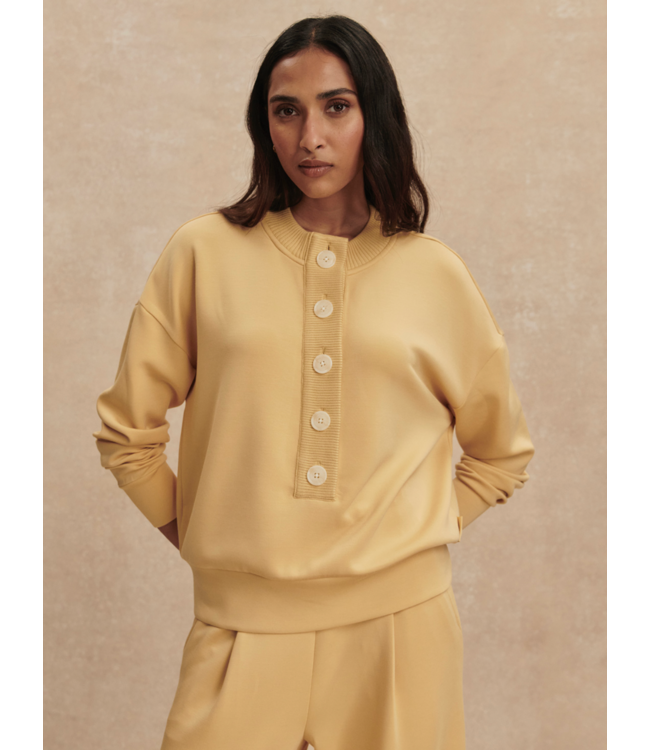 Reena Button Front Sweat- Sahara Sun