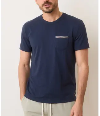 Marine Layer Signature Embroidered Pocket Tee- Vintage Indigo