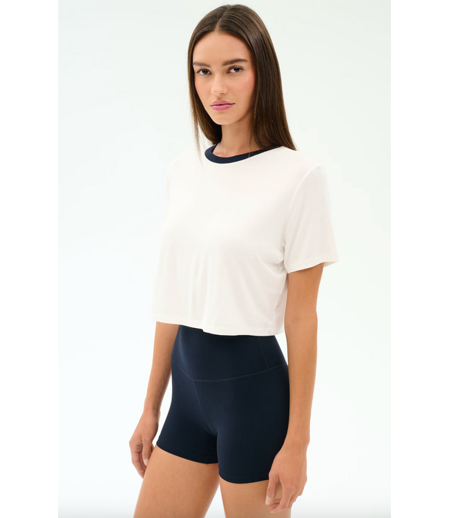 Djuna Crop Ringer- White/Indigo