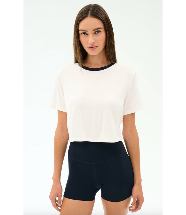 Djuna Crop Ringer- White/Indigo