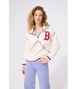 Terez Boston Red Sox Quarter Zip W Baseball Stitch