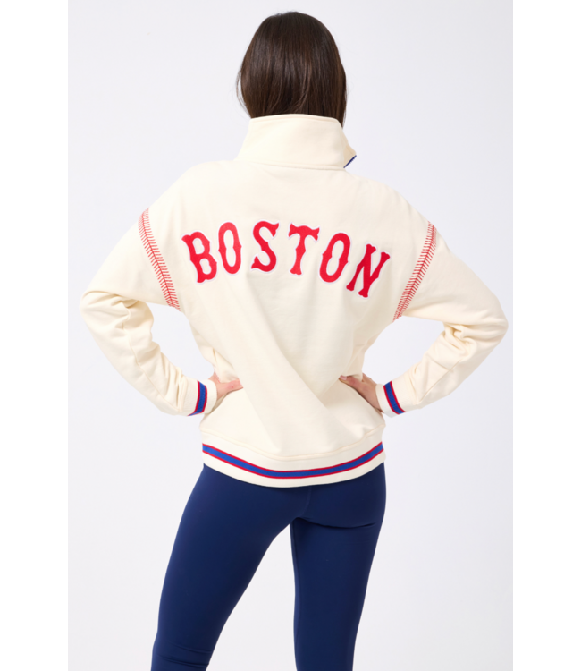 Boston Red Sox Quarter Zip W Baseball Stitch