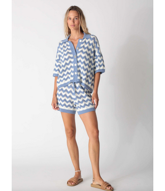 Electric & Rose Jacklyn Shirt Crochet- Ocean/Ivory