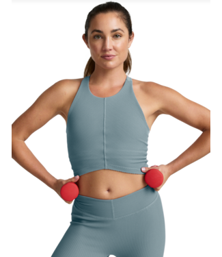 Beyond Yoga Impulse Ribbed High Neck Tank- Shaken Blue