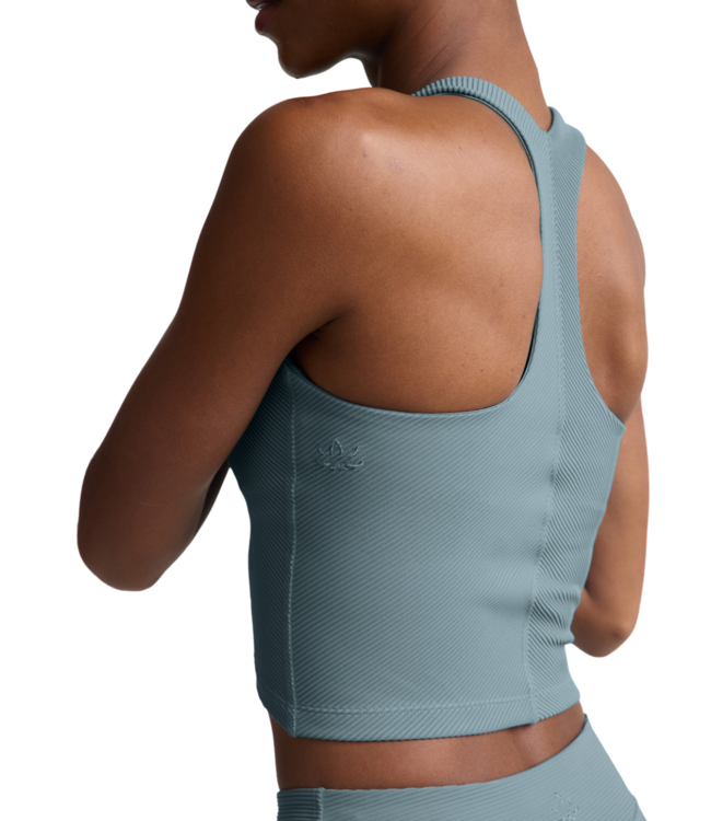 Impulse Ribbed High Neck Tank- Shaken Blue