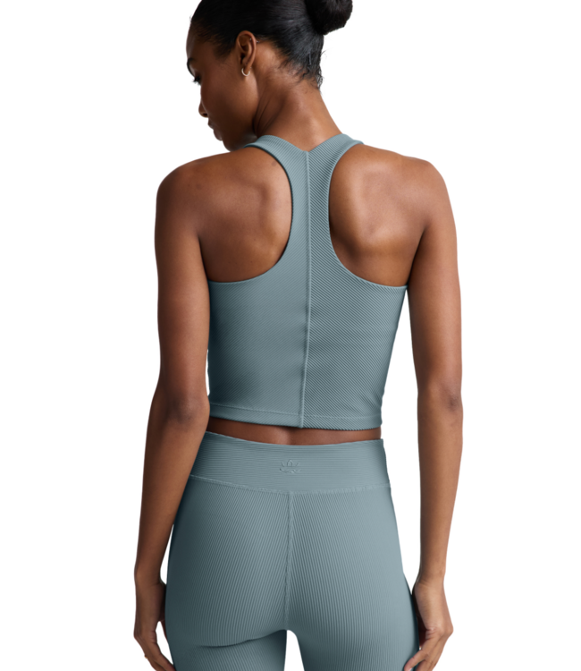 Impulse Ribbed High Neck Tank- Shaken Blue