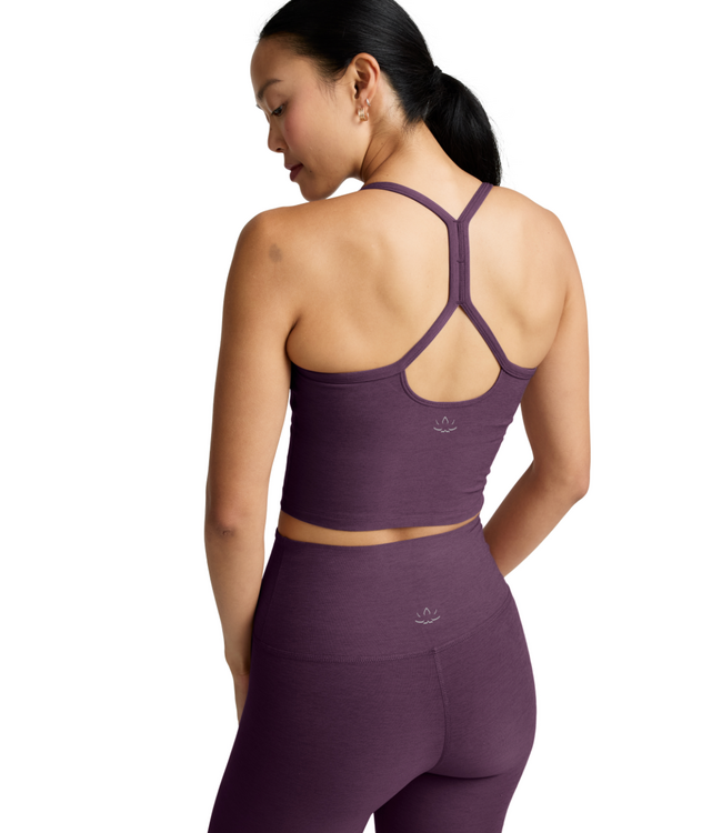 Spacedye Slim Racerback Cropped Tank- Brilliant Blackberry Heather