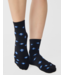 Womens Evil Eye Ankle Grip Sock- Black