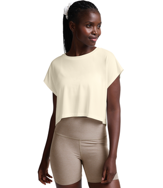 Beyond Yoga Studio Lux Cropped Tee- Vanilla