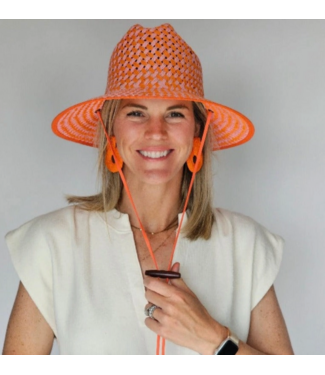faire Baldiz Orange and Pink Brim Lifeguard Hat