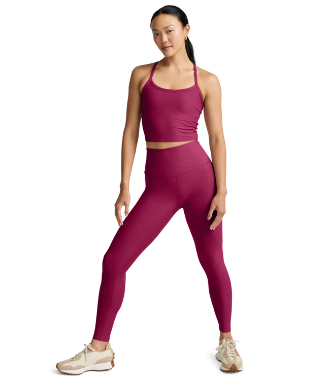 Spacedye Slim Racerback Cropped Tank- Sangria Heather