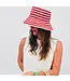 Red and Hay Striped Beau Raffia Bucket Hat