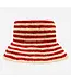 Red and Hay Striped Beau Raffia Bucket Hat