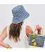 Blue and Hay Striped Beau Raffia Bucket Hat
